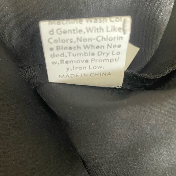 Satiny Women Top XL‎ Black Button Up High Low Hem Witchy Goth Punk Rocker Disco - Picture 9 of 10